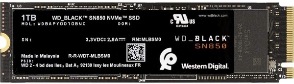 WDBAPY0010BNC-WRSN WD Black SN850 1 TB NVMe Solid State Drive